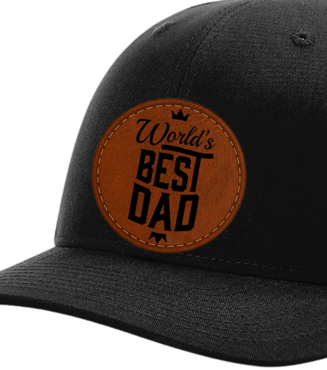 Worlds Best Dad Leather Patch Hat.